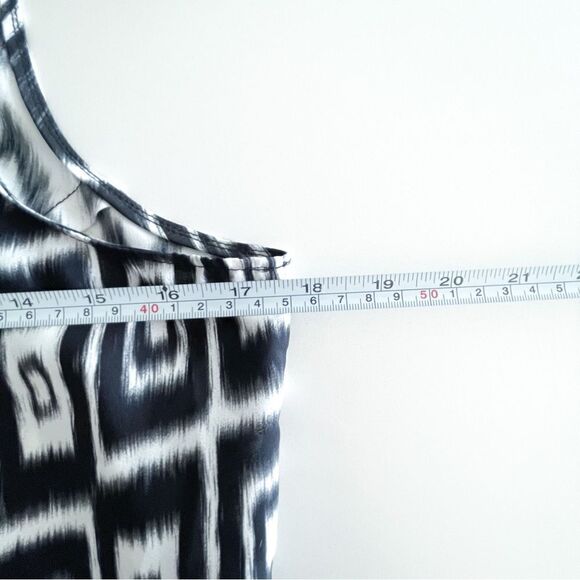 Charlie Jade Tribal Racerback Tank Sleeveless Blouse Black White Lime Women's M - Picture 5 of 7